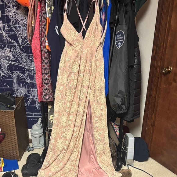 Lulus Dresses & Skirts - Lulu's Blush Lace Maxi Dress